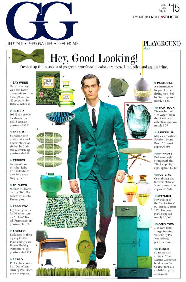 Artěl’s Glacier Vase in Smoke Featured in GG Magazine – June–July–August 2015