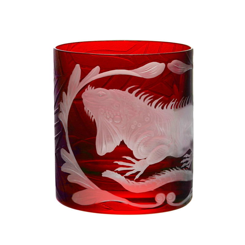 Jungle Baroque I Iguana Double Old Fashioned Red