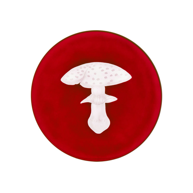 Mushrooms Desert Plate, Red
